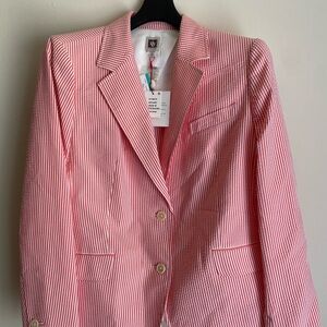 Anne Klein Seersucker Two Button Jacket